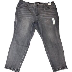 Terra & Sky Jeans Womens 26W Petite Distressed Grey High Rise‎ Skinny Jeans NEW